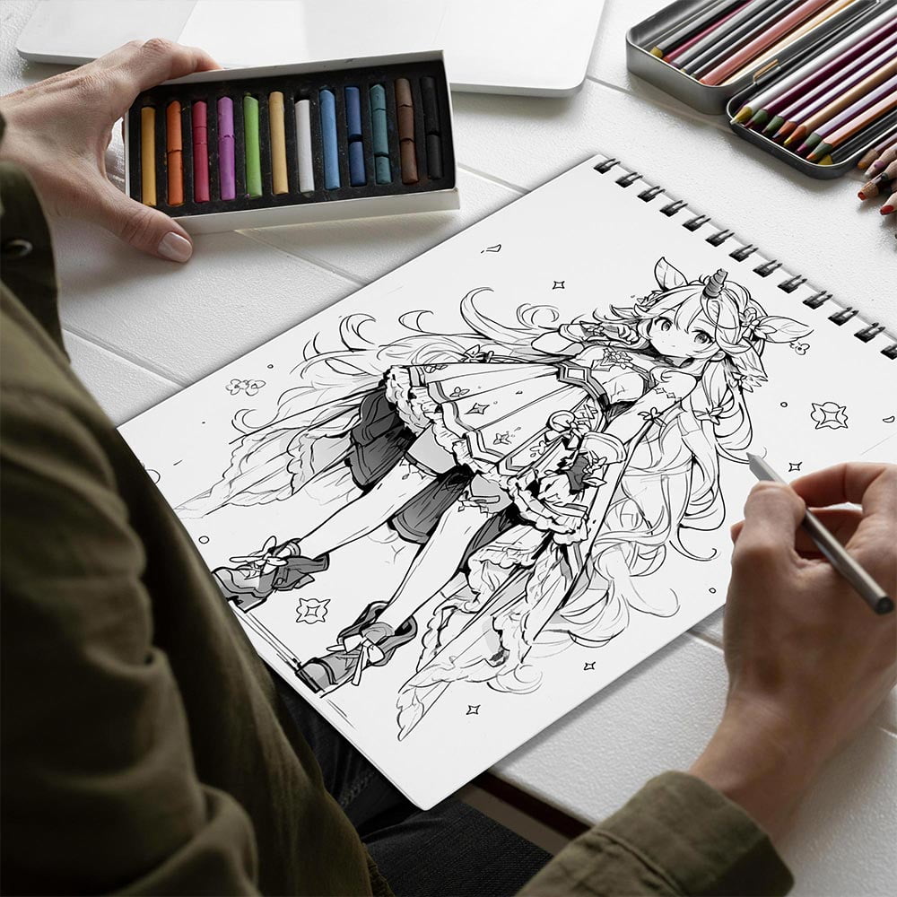 Netecom Magical Girls Anime Coloring Book for Adults, Spiral Bound, Soft Cover