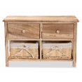 thumbnail image 4 of Baxton Studio Kenwood Bois Fini Brun Unité de Rangement à 2 Tiroirs, 4 of 10