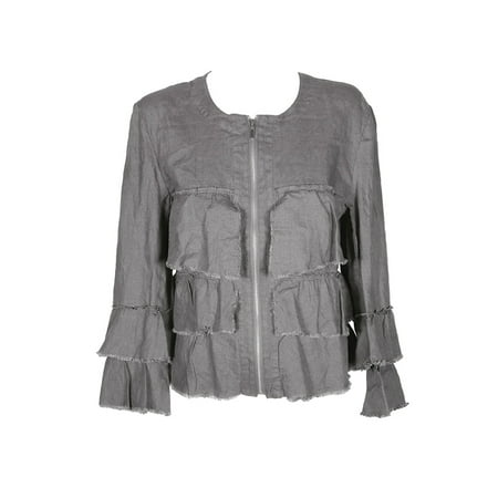 - Inc International Concepts Sky Grey Linen Ruffled Jacket M