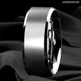 thumbnail image 3 of Tungsten Rings for Men Wedding Bands for Him 8mm Brushed Silver, 3 of 6