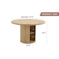 thumbnail image 6 of 47.2-Inch Round Wooden-Style Dining Table with Roman Column Base and Double-Layer Storage Shelf - Classic Wood Grain Finish for Elegant Dining Room Decor, 6 of 9