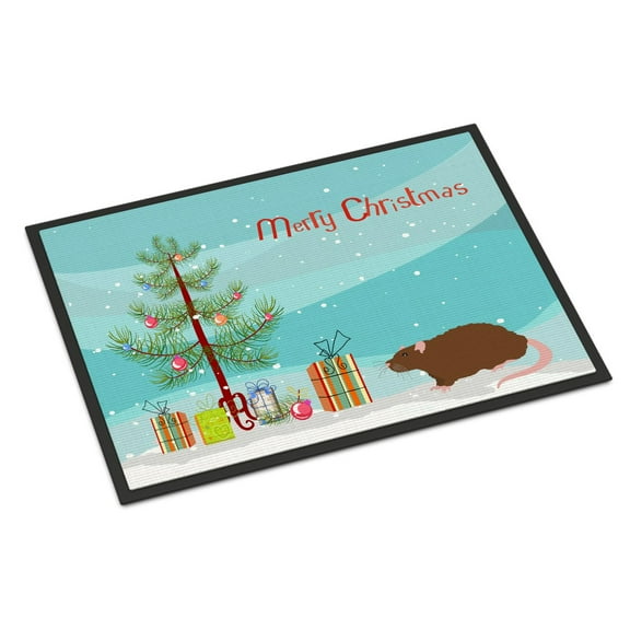 Carolines Treasures CK4474JMAT Rex Rat Merry Christmas Door Mat Indoor Rug or Outdoor Welcome Mat 24x36 Doormat  36"L x