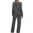 thumbnail image 5 of WTOBBY Women's Round Neck Pullover Sweatshirt and Wide Leg Jogger Pants Casual Two Piece Set, Soft Lounge Wear for Everyday Comfort and Style,Dark Gray S, 5 of 5