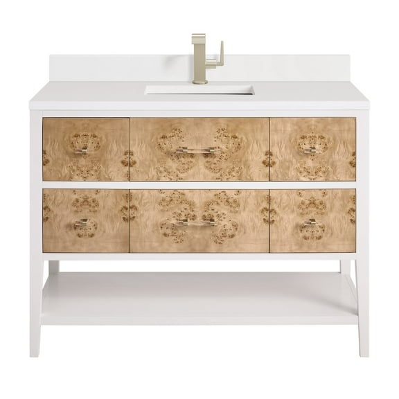 James Martin Vanities D804-V48-1Wz Olena 48" Single Basin Wood Vanity Set - Polished White