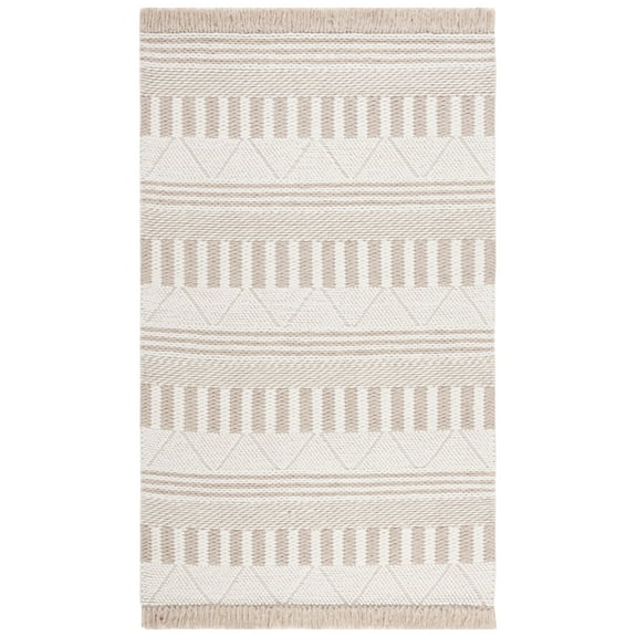 SAFAVIEH Natura Gligor Southwestern Wool Area Rug, Ivory/Taupe, 6' x 9'