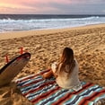thumbnail image 4 of Mexican Blanket in Mint, Orange & Black - Great for the Beach, Picnics, Yoga, or as a Throw!!, 4 of 8