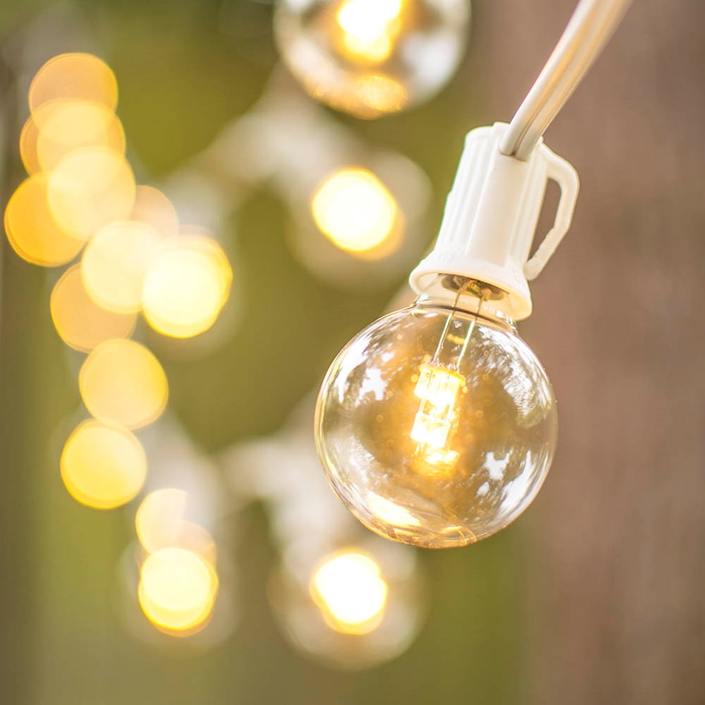 Wedding Lights LED Globe String Lights G40 Bulb 100 Ft White C7 Strand