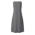 thumbnail image 4 of Summer Dresses For Women Casual Sleeveless Linen Flowy Beach Dress With Pockets, 4 of 5