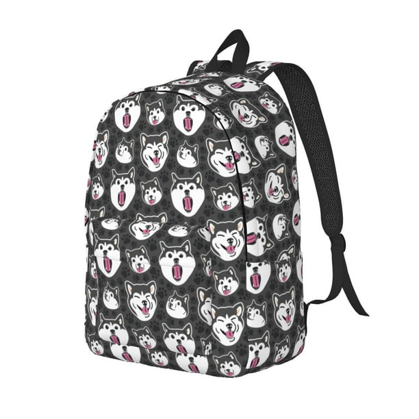 Balery Husky Mochila Clásica Impresa Básica para Viaje, Mochila Escolar Resistente al Agua, Mochila de Lona con Correas Ajustables-Small