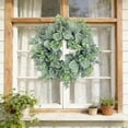 thumbnail image 6 of Artificial Green Wreath, Spring Summer Floral Wreath, Green Foliage Wreath for Wall Window Farmhouse Party Holiday Home Decor, AKLJWH, #04 Multicolor-1PC, 6 of 7