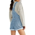 thumbnail image 4 of Pudcoco Women's Shortalls Classic Adjustable Straps Cuffed Hem Denim Bib Overalls Shorts Romper Jumpsuits With Pockets, 4 of 4