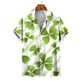 thumbnail image 3 of Camisas de playa hawaianas nuevas de verano para hombres y mujeres, camisa para parejas, camisa de manga corta con solapa estampada con trébol de cuatro hojas, camisas florales coloridas, 3 of 5
