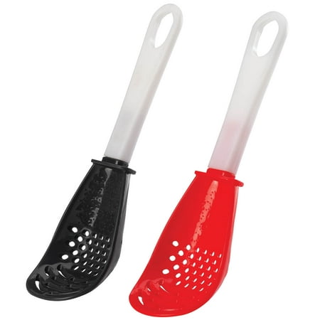 

Multifunction Kitchen Spoon Crafted with Durable Plastic Kitchen Utensils - Set of 2 Red/Black Spoon Designs Each Measures 9 Long x 2 1/2 Wide by Chef s Pride