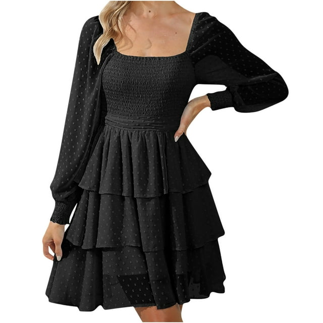 Robe à Manches Longues Femme Aguichant Mode Décontractée Coupe Ajustée Femme Décontractée Robe à Manches Longues Col en V Mi-Mollet Robe d'Été à Manches Longues Robe Longue d'Été pour Femme Robe Longue d'Été pour Femme