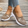 thumbnail image 5 of IEMIEMIEM Orthopedic Casual Shoes for Women Arch Support Slip on Non Slip Bow & Floral Running Shoes Breathable Mesh Stretch Business Casual Shoes Comfortable 2026 Foam Shoes Khaki 8 Wide, 5 of 5