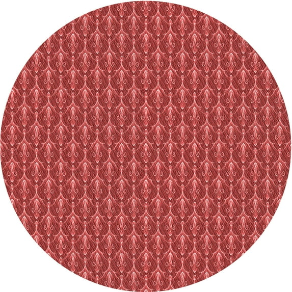 Ahgly Company Indoor Round Patterned Valentine Red Area Rugs, 8' Round