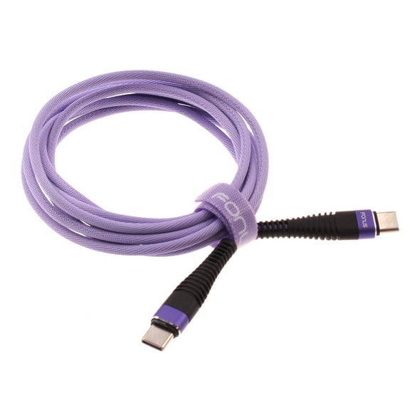 Purple 6ft PD Cable for Samsung Galaxy Z Fold 2 - Type-C to USB-C Long Charger Cord Power Wire Sync Braided for Galaxy Z Fold 2