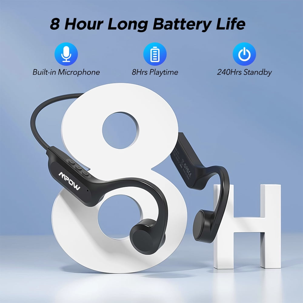 MPOW Open-ear Bone Conduction Earphone, Bluetooth 5.3 Bone Conduction Headphones with Mic, Hand Free Call 8H Playback Sport Earphone