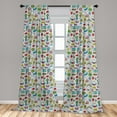 thumbnail image 5 of Ambesonne Retro Curtains, Pop Art Cartoon Pattern Art, Pair of 28"x84", Multicolor, 5 of 5