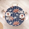 thumbnail image 4 of Ambesonne Floral Fitted Round Tablecloth, Flowers Vertical Lines Plot, 36"- 40" Diameter, Paprika and Dark Lavender, 4 of 5