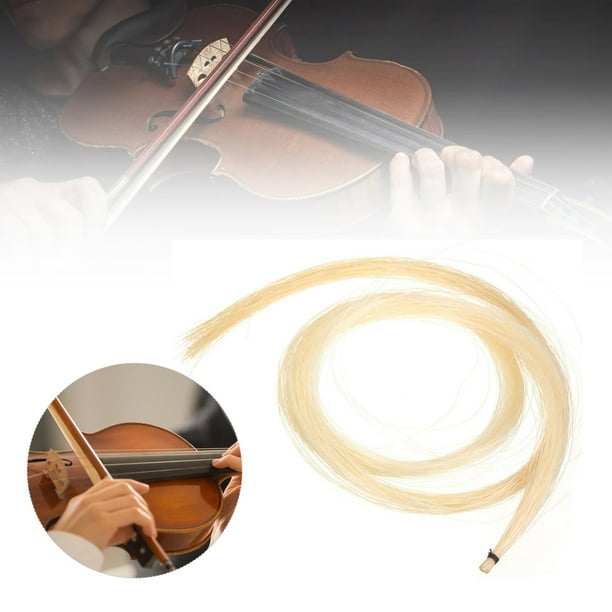 Crin de caballo natural para arcos de violín, viola y violonchelo, calidad premium, fácil aplicación de resina, cercanía óptima a las cuerdas, ideal para arcos de cualquier tamaño, longitud