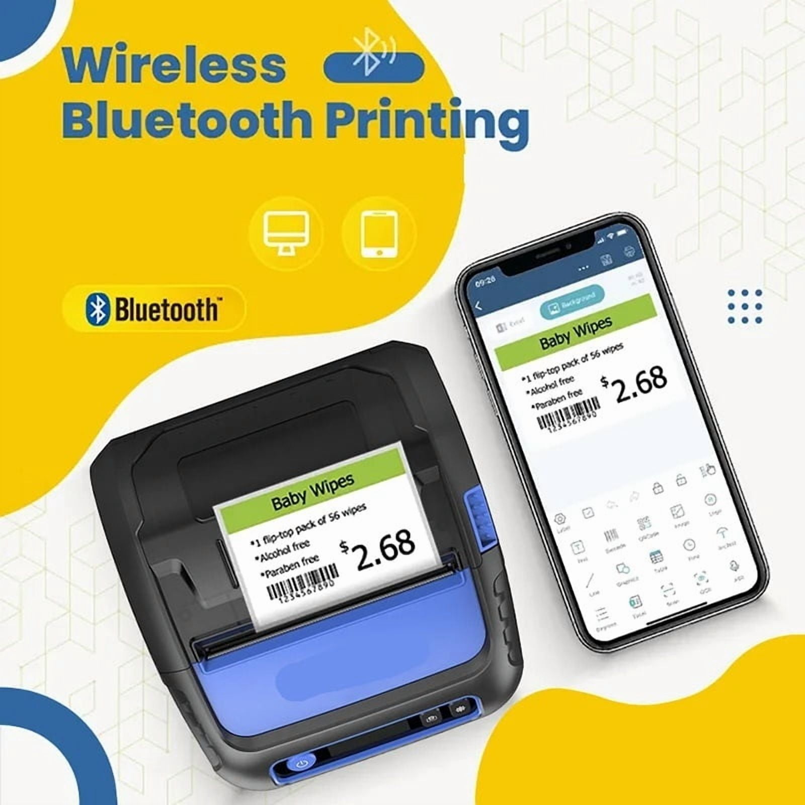 P80F Handheld Portable 2 In1 Receipt Labels Printer 80mm Bluetooth Wireless Mobile Thermal Printer ,Fast-Drying Ink with Crisp Output