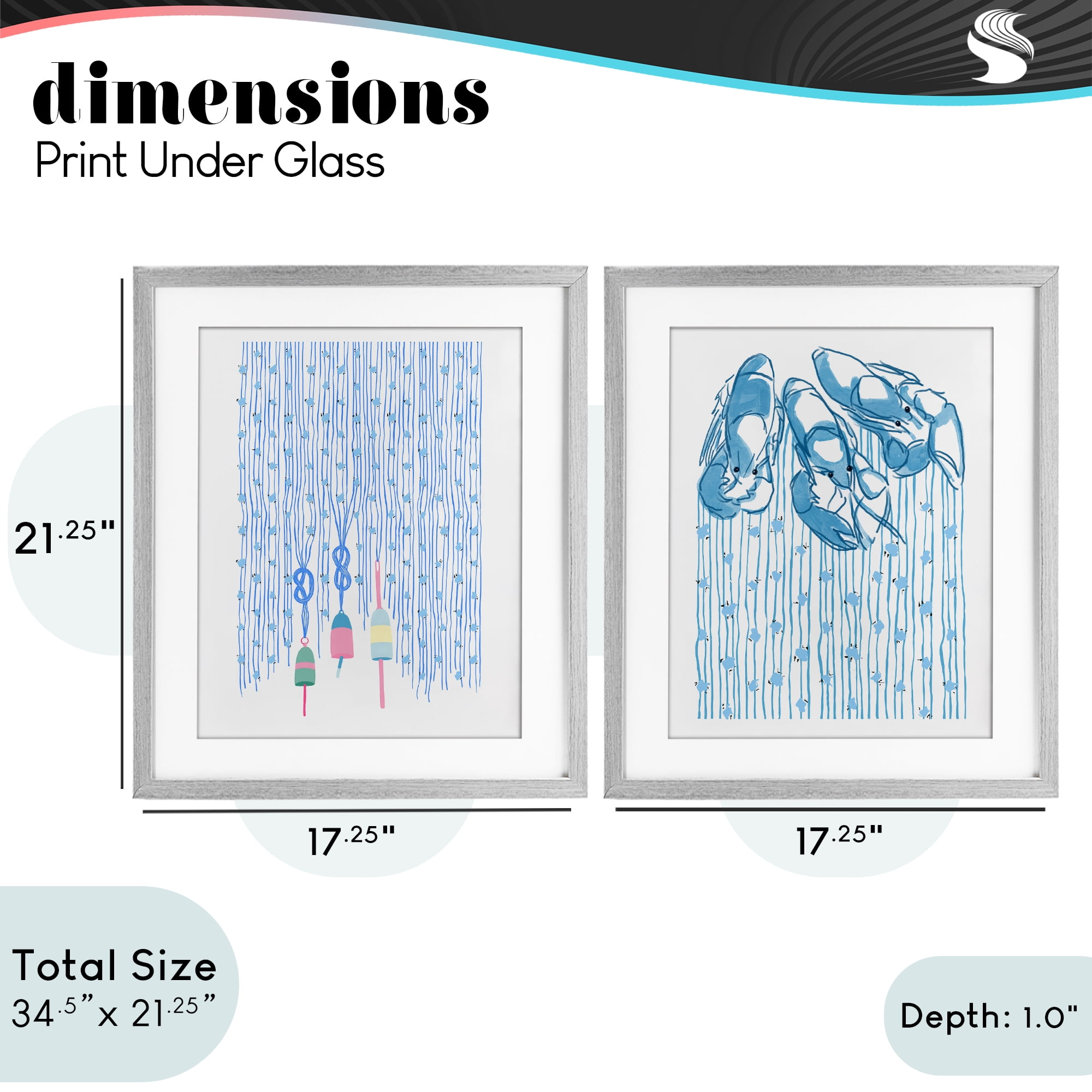Stupell Industries Nautical Buoys & Lobsters 2 Piece Gray Framed Print Under Glass Set, design by Melissa Tilley
