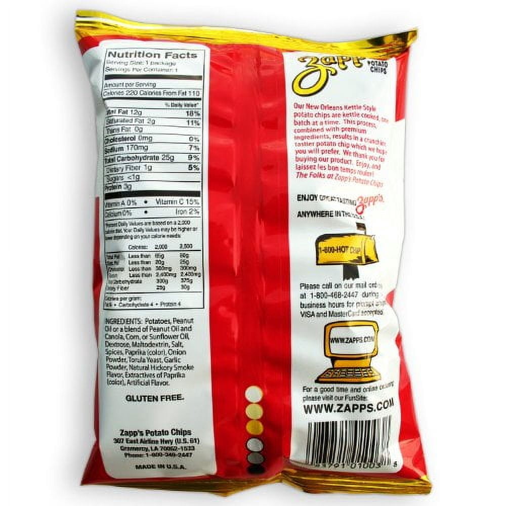 Zapp's New Orleans Kettle Style Potato Chips Spicy Cajun Crawtators, 1.5 OZ