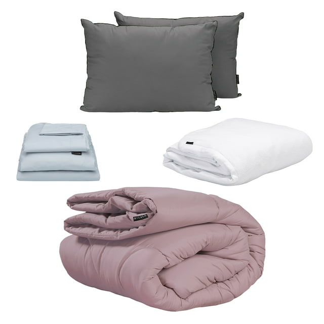 Edredón Matrimonial Homy Lila + Protector Cloud + Sábanas Softy + Almohadas 2Pack
