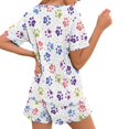 thumbnail image 2 of Yuyamidu Dog Paws Printed Womens Pajama Set Short Sleeve Pjs Sets 2 Piece Lounge Set Comfy Shorts Sleepwear with Pockets PJ Set, White, 2 of 7