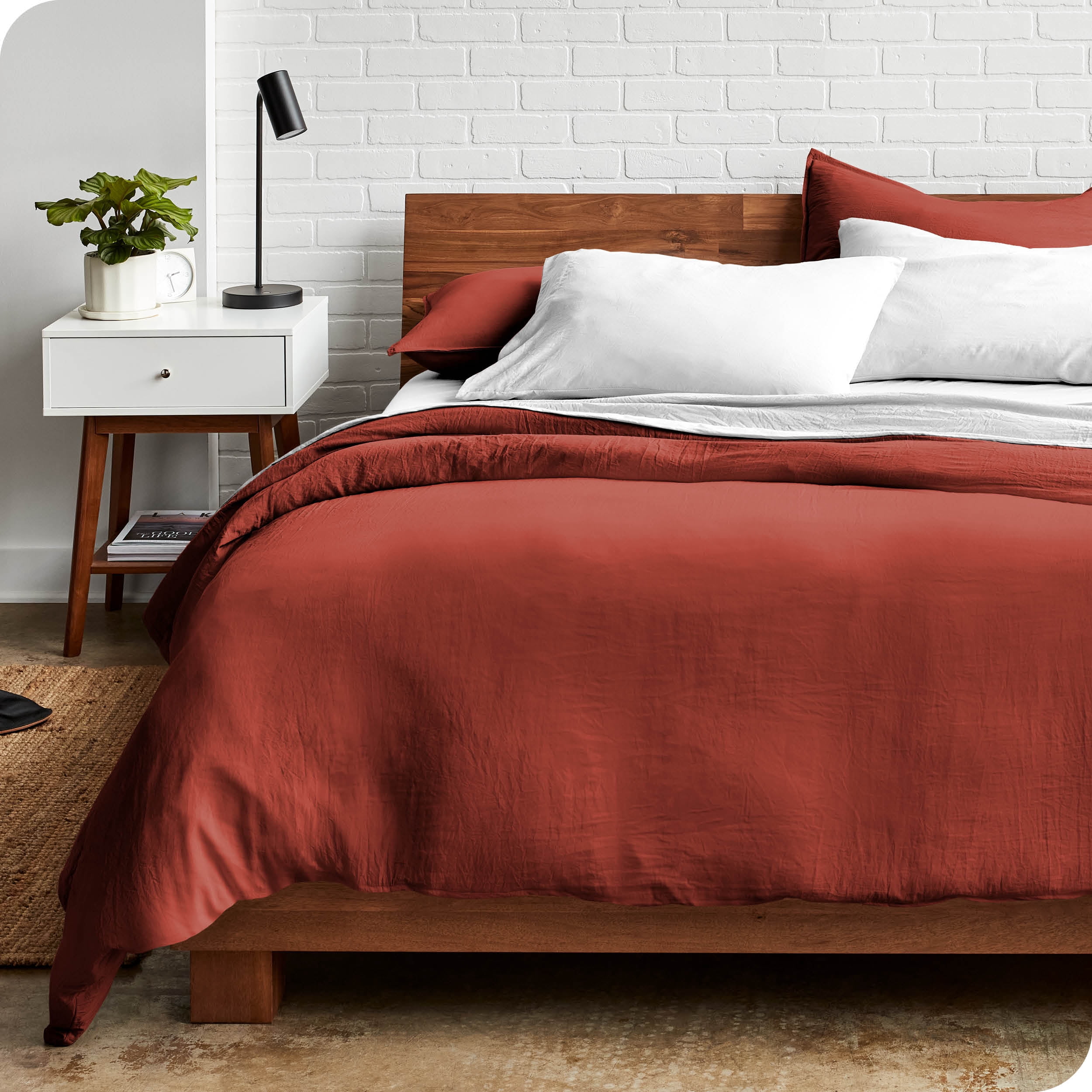Bare Home Sandwash Microfiber Duvet Cover & Sham Set, Twin/Twin XL, Rosewood, 2-Pieces