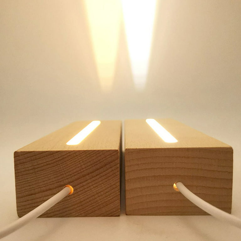 LED Light Display Base, 2 pcs 11.81 Inch Wooden LED Light Base for Acrylic,  Rectangle Wood Display Pedestal, 3D Crystal Light Base For Glass Art, Wood