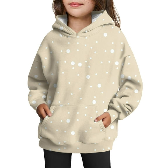 Kids Hooded Sweatshirt with Playful Dot Print Cozy Pullover Long Sleeve Casual Top for Boys and Girls Youth Hoodie