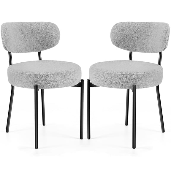 CONCETTA Set of 2 Round Dining Chairs, Mid-Century Modern, Soft Seat with Curved Backrest, Gray