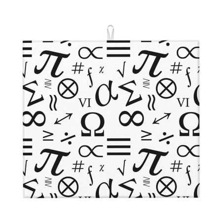 

Dish Drying Mats for Kitchen Counter Math Symbol Print funny 16x18in Dish Drying Pad Coffee Mat with Hanging Loop Super absorbent Kitchen Counter Mat Coffee Bar Accessories