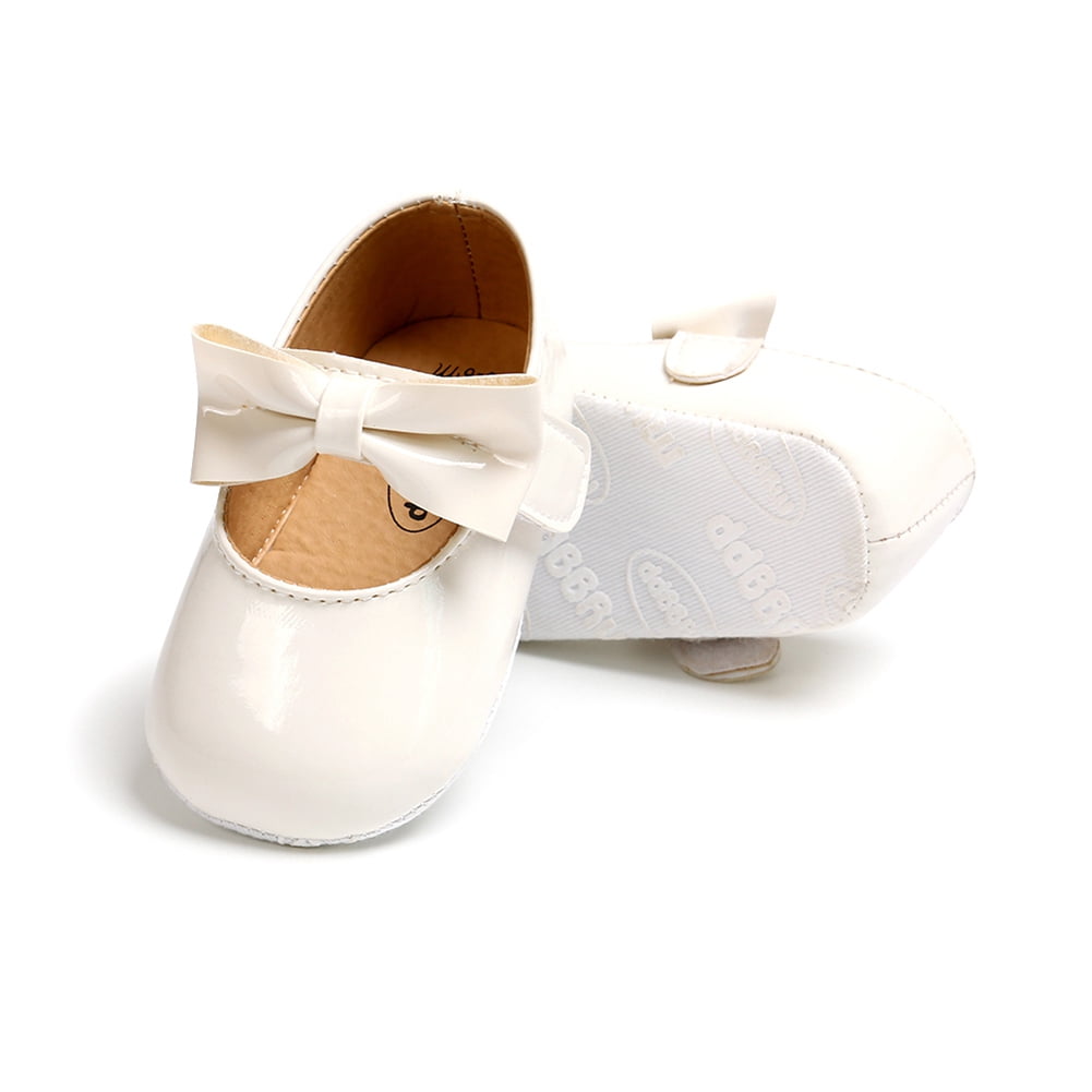 OOSAKU Baby Girls Mary Jane Flats Infant Princess Dress Shoes Toddler Bowknot Prewalker Crib Shoes 