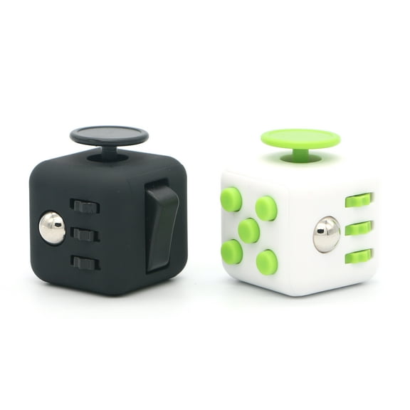 Appash Fidget Cube Stress Anxiety Pressure Relieving Toy Great for Adults and Children[Gift Idea][Relaxing Toy][Stress Reliever][Soft Material](1Black&1WhiGrn)
