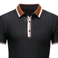 thumbnail image 4 of RongHuan Men's Knit Shirts Regular Fit Lightweight Business Casual Stretch Textured Collared Short Sleeve Tops, 4 of 5