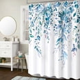 thumbnail image 4 of Blue Eucalyptus Shower Curtain Watercolor Floral Plant Leaf Shower Curtains for Bathroom Botanical Flower Waterproof Fabric Bath Curtain Decor with Hooks (Blue, 72'''' x 72''''), 4 of 6