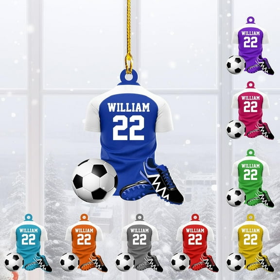 Personalized Soccer Player Ornament Soccer Christmas Xmas Ornament Soccer Christmas Xmas Ornament Gift for Soccer Players Soccer Lovers Soccer Players for Men Women (Soccer26) - 3343 (Blue)