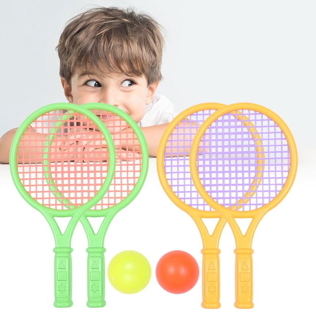 RENACLIPY Durable Plastic Tennis Racket Set for Children with 4pcs Balls Easy to Grasp and Safe for Playing Green