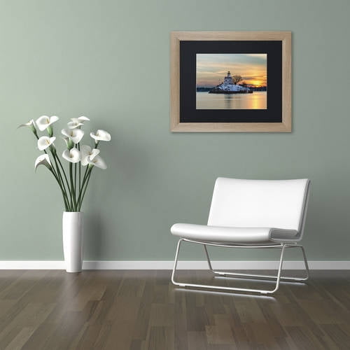 Trademark Fine Art "Pomham Rocks Sunset" Canvas Art by Michael Blanchette Photography Black Matte, Birch Frame