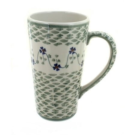 

Blue Rose Polish Pottery Sage Floral Large Coffee Mug