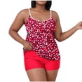 thumbnail image 2 of Tankini Sets for Women Plus Size Padded V Neck Cami Top with Boyshorts Two Piece Bathing Suits Floral Print Tummy Control Swimwear Modest Full Coverage Beachwear, 2 of 6