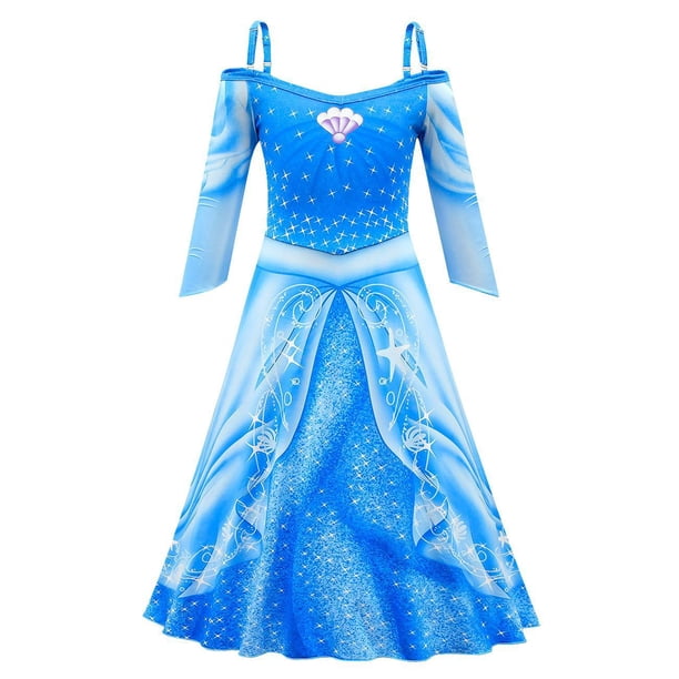 Disfraz de princesa Ariel para niñas, traje de Cosplay de personaje de Disney, vestido de princesa verde rosa, vestido largo con tirantes, regalo para niñas