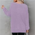 thumbnail image 6 of Oversized Sweatshirt for Women Waffle Knit Crewneck Sweatshirts Long Sleeve Side Slits Casual Pullover Tops, S-2XL, 6 of 6