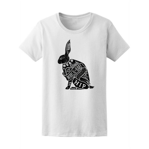 Cute March Hare Silhouette T-Shirt Women -Image by Shutterstock, Female XX-Large