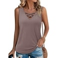 thumbnail image 2 of KISSMODA Womens Summer Tank Tops Casual Sleeveless Solid Printed Tunic Top Loose Fit V Neck Shirts, 2 of 4