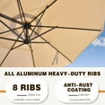 thumbnail image 4 of PURPLE LEAF 11 Ft Cantilever Umbrella Round Outdoor Patio Umbrella Large Offset Hanging Umbrella Aluminum Umbrella with 360°Rotation Adjustable Garden Pool Umbrella,Beige, 4 of 12
