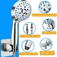 thumbnail image 3 of Shower Head, High Pressure 7 Functions Shower Head with Handheld, Adjustable Stainless Steel Polished Chrome Rain Shower Head with Durable Nozzles, 3 of 6